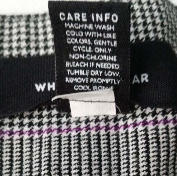 WHO WHAT WEAR WOMEN'S PLAID HIGH-WAIST PANTS SIZE 4. COLOR BLACK, WHITE, PURPLE - Picture 15 of 15